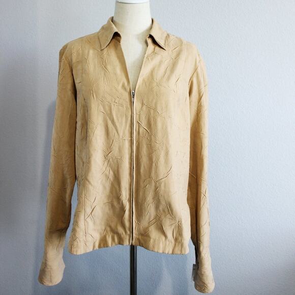 Coldwater Creek Front Zip Tan Jacket Size L - Picture 3 of 9